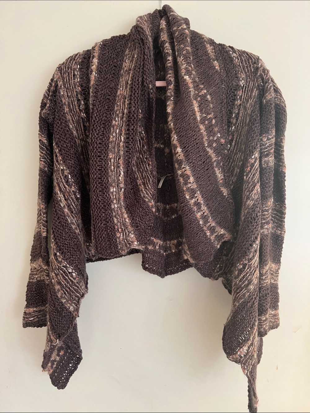 Free People Brown Marled Open-Front Shawl Cardigan